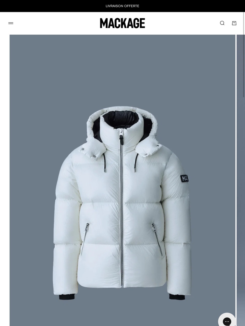 Mackage Men’s White Hooded Puffer Jacket